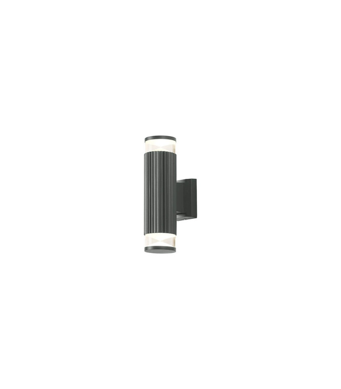 Springwater Ribbed Line Wall Lamp X Pattern Acrylic Shade 2 x GU10 IP54 Grey/Clear/Frosted -1