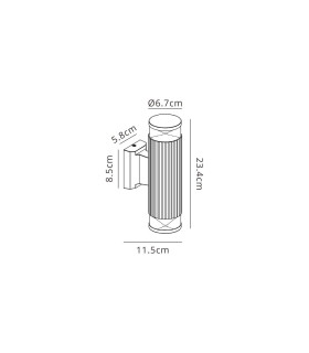 Springwater Ribbed Line Wall Lamp X Pattern Acrylic Shade 2 x GU10 IP54 Grey/Clear/Frosted -2