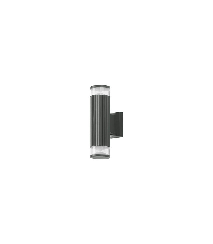 Springwater Ribbed Line Wall Lamp X Pattern Acrylic Shade 2 x GU10 IP54 Grey/Clear/Frosted -4