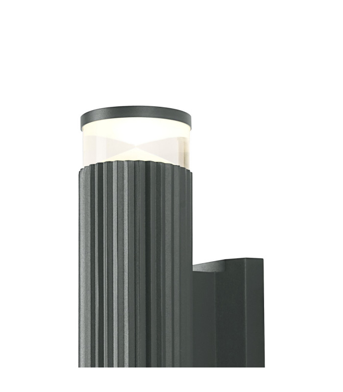 Springwater Ribbed Line Wall Lamp X Pattern Acrylic Shade 2 x GU10 IP54 Grey/Clear/Frosted -6