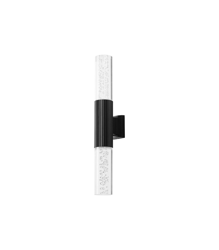 Springwater II Ribbed Line Wall Lamp Bubble Acrylic Shade 2 x GU10 IP54 Black/Clear -5