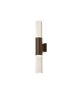 Springwater II Ribbed Line Wall Lamp Bubble Acrylic Shade 2 x GU10 IP54 Dark Brown/Clear -1