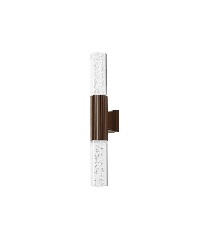 Springwater II Ribbed Line Wall Lamp Bubble Acrylic Shade 2 x GU10 IP54 Dark Brown/Clear -4