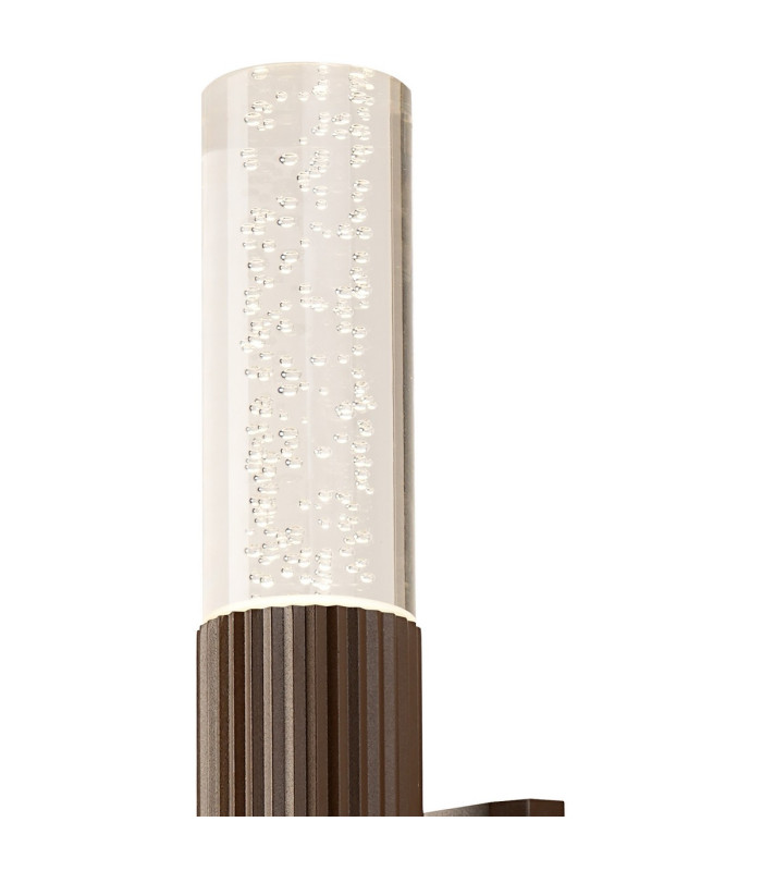 Springwater II Ribbed Line Wall Lamp Bubble Acrylic Shade 2 x GU10 IP54 Dark Brown/Clear -6