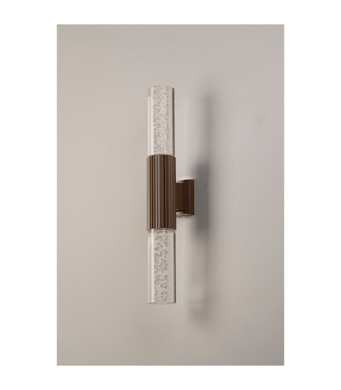 Springwater II Ribbed Line Wall Lamp Bubble Acrylic Shade 2 x GU10 IP54 Dark Brown/Clear -7