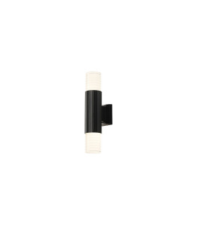 Springwater Ribbed Line Wall Lamp Horizontal Line Acrylic Shade 2 x GU10 IP54 Black/Clear/Frosted -1