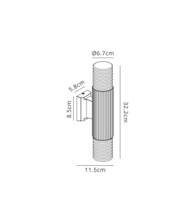 Springwater Ribbed Line Wall Lamp Horizontal Line Acrylic Shade 2 x GU10 IP54 Dark Brown/Clear/Frosted -2