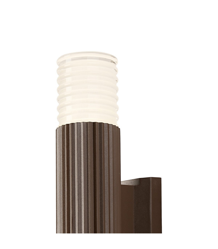 Springwater Ribbed Line Wall Lamp Horizontal Line Acrylic Shade 2 x GU10 IP54 Dark Brown/Clear/Frosted -6