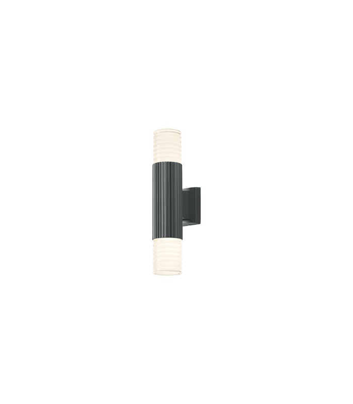 Springwater Ribbed Line Wall Lamp Horizontal Line Acrylic Shade 2 x GU10 IP54 Grey/Clear/Frosted -1