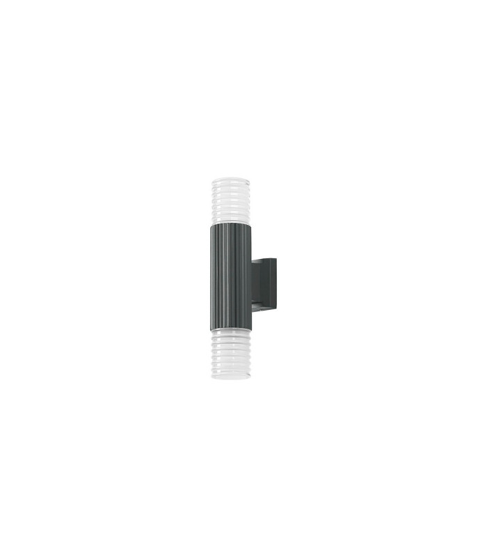 Springwater Ribbed Line Wall Lamp Horizontal Line Acrylic Shade 2 x GU10 IP54 Grey/Clear/Frosted -4