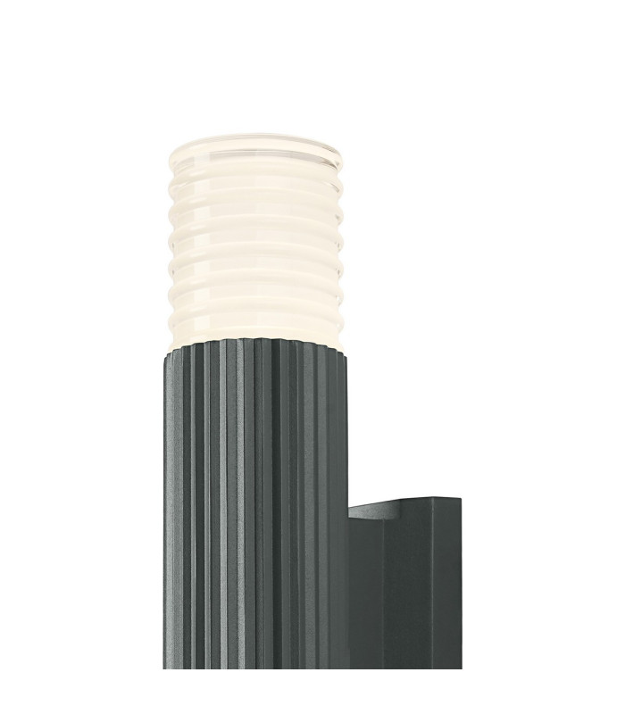 Springwater Ribbed Line Wall Lamp Horizontal Line Acrylic Shade 2 x GU10 IP54 Grey/Clear/Frosted -6