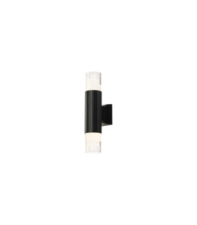 Springwater Ribbed Line Wall Lamp Tier Pattern Acrylic Shade 2 x GU10 IP54 Black/Clear -1