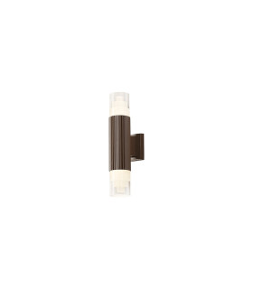 Springwater Ribbed Line Wall Lamp Tier Pattern Acrylic Shade 2 x GU10 IP54 Dark Brown/Clear -1