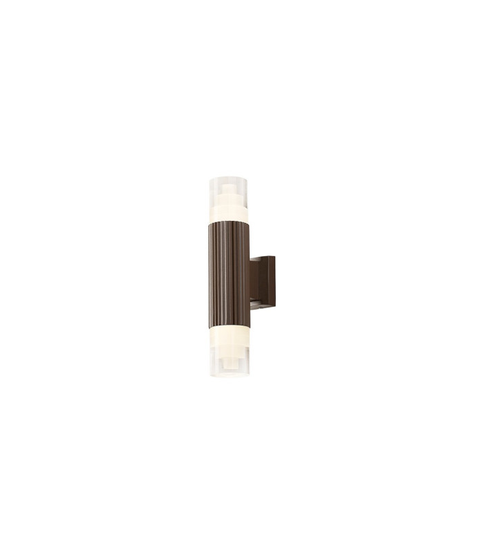 Springwater Ribbed Line Wall Lamp Tier Pattern Acrylic Shade 2 x GU10 IP54 Dark Brown/Clear -1