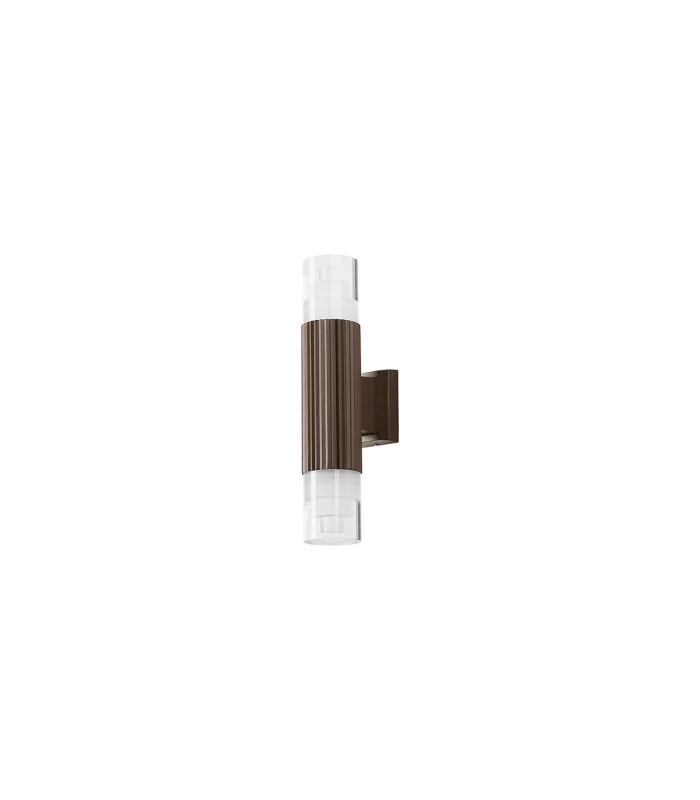 Springwater Ribbed Line Wall Lamp Tier Pattern Acrylic Shade 2 x GU10 IP54 Dark Brown/Clear -4
