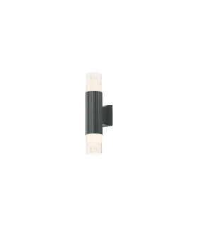 Springwater Ribbed Line Wall Lamp Tier Pattern Acrylic Shade 2 x GU10 IP54 Grey/Clear -1