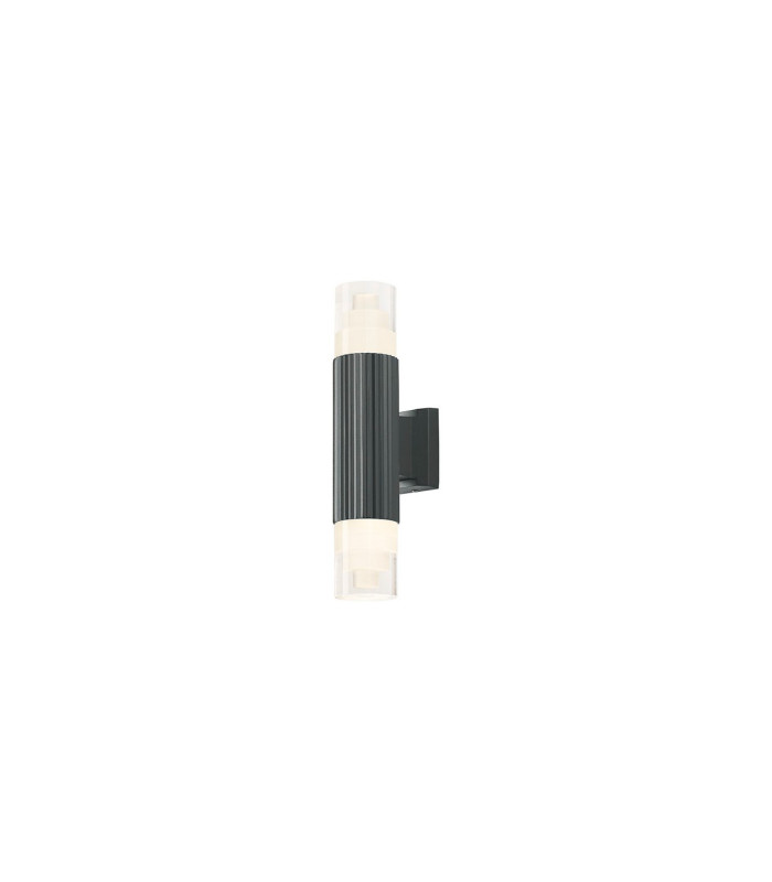 Springwater Ribbed Line Wall Lamp Tier Pattern Acrylic Shade 2 x GU10 IP54 Grey/Clear -1