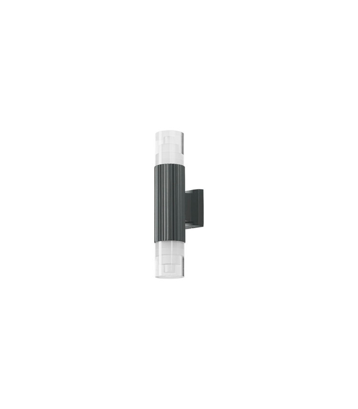 Springwater Ribbed Line Wall Lamp Tier Pattern Acrylic Shade 2 x GU10 IP54 Grey/Clear -4