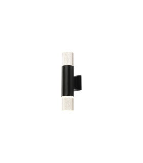 Springwater Ribbed Line Wall Lamp Bubble Acrylic Shade 2 x GU10 IP54 Black/Clear -1