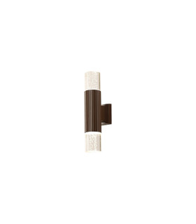 Springwater Ribbed Line Wall Lamp Bubble Acrylic Shade 2 x GU10 IP54 Dark Brown/Clear -1