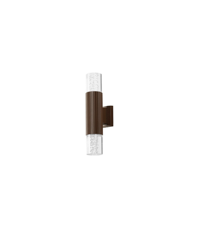 Springwater Ribbed Line Wall Lamp Bubble Acrylic Shade 2 x GU10 IP54 Dark Brown/Clear -3