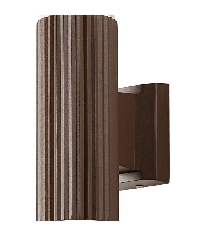 Springwater Ribbed Line Wall Lamp Bubble Acrylic Shade 2 x GU10 IP54 Dark Brown/Clear -4