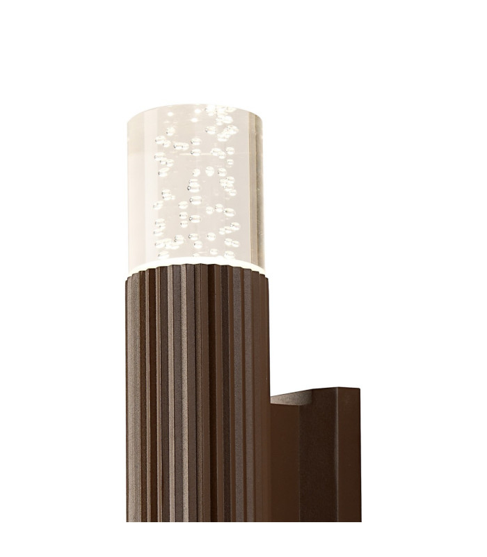Springwater Ribbed Line Wall Lamp Bubble Acrylic Shade 2 x GU10 IP54 Dark Brown/Clear -5