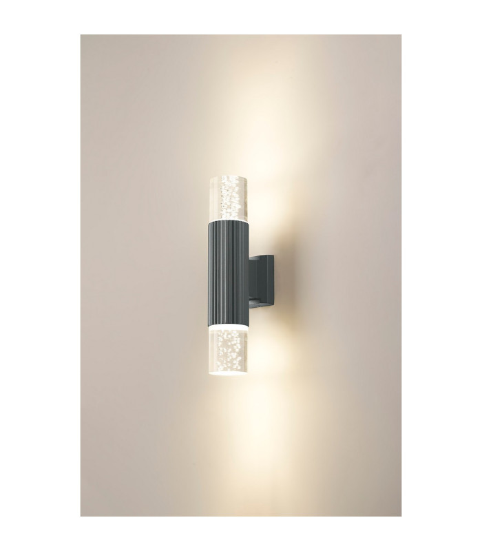 Springwater Ribbed Line Wall Lamp Bubble Acrylic Shade 2 x GU10 IP54 Grey/Clear -3