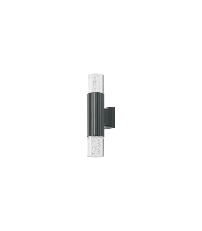 Springwater Ribbed Line Wall Lamp Bubble Acrylic Shade 2 x GU10 IP54 Grey/Clear -4