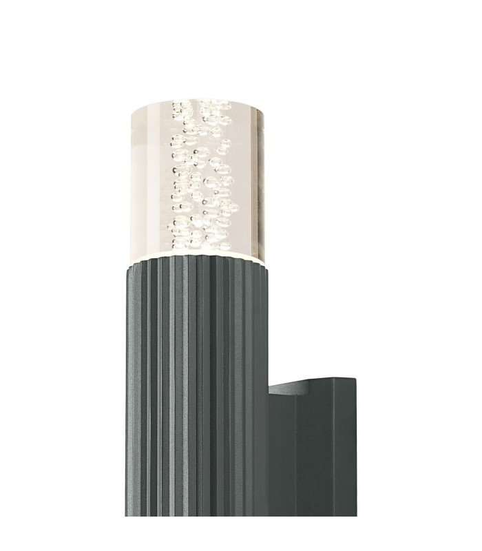 Springwater Ribbed Line Wall Lamp Bubble Acrylic Shade 2 x GU10 IP54 Grey/Clear -6