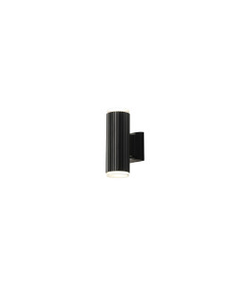 Springwater Ribbed Line Wall Lamp Shallow Acrylic Shade 2 x GU10 IP54 Black/Clear/Frosted -1