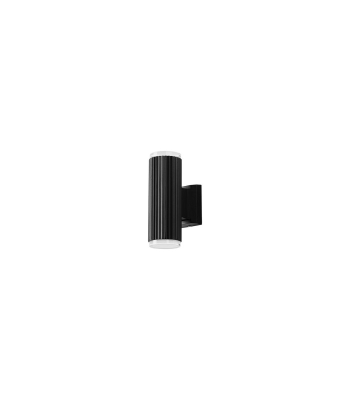 Springwater Ribbed Line Wall Lamp Shallow Acrylic Shade 2 x GU10 IP54 Black/Clear/Frosted -4