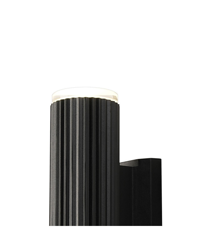 Springwater Ribbed Line Wall Lamp Shallow Acrylic Shade 2 x GU10 IP54 Black/Clear/Frosted -6