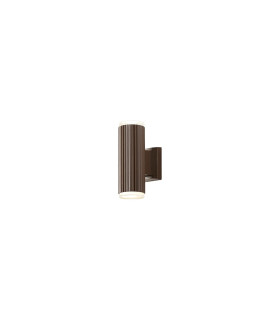Springwater Ribbed Line Wall Lamp Shallow Acrylic Shade 2 x GU10 IP54 Dark Brown/Clear/Frosted -1