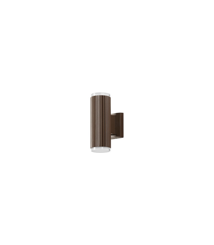 Springwater Ribbed Line Wall Lamp Shallow Acrylic Shade 2 x GU10 IP54 Dark Brown/Clear/Frosted -4