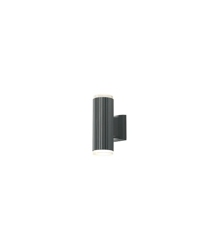 Springwater Ribbed Line Wall Lamp Shallow Acrylic Shade 2 x GU10 IP54 Grey/Clear/Frosted -1