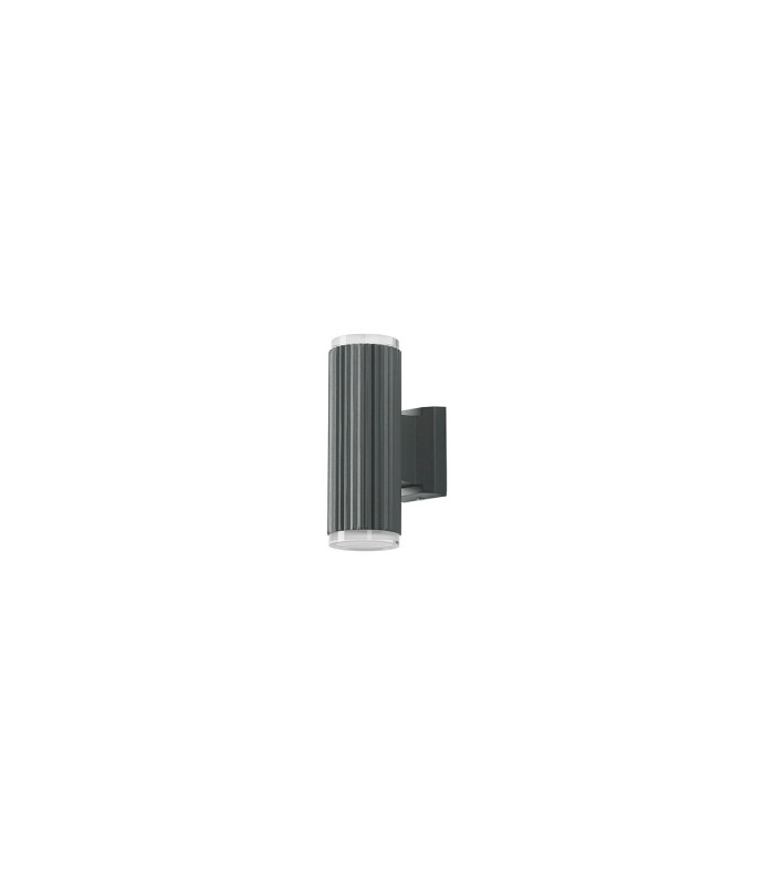 Springwater Ribbed Line Wall Lamp Shallow Acrylic Shade 2 x GU10 IP54 Grey/Clear/Frosted -4