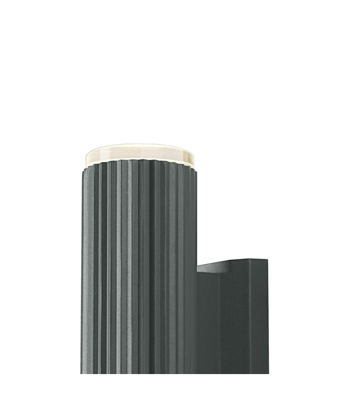 Springwater Ribbed Line Wall Lamp Shallow Acrylic Shade 2 x GU10 IP54 Grey/Clear/Frosted -6