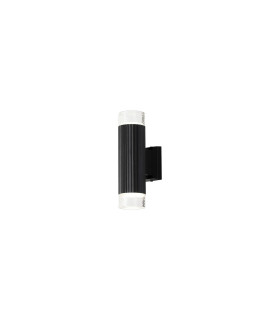 Springwater Ribbed Line Wall Lamp Short Diagonal Pattern Acrylic Shade 2 x GU10 IP54 Black/Clear/Frosted -1