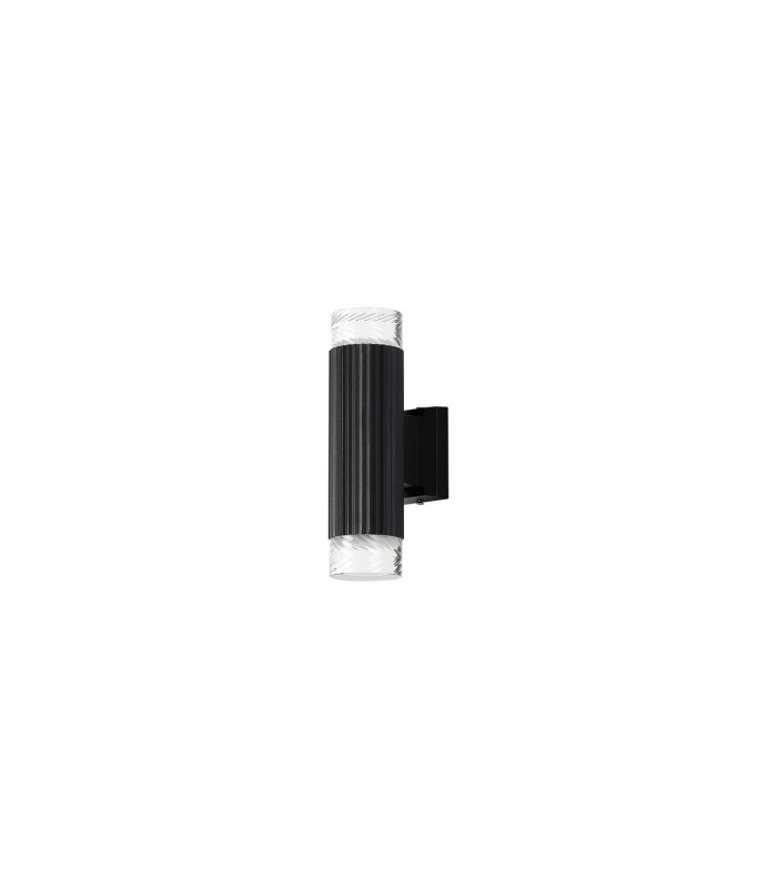Springwater Ribbed Line Wall Lamp Short Diagonal Pattern Acrylic Shade 2 x GU10 IP54 Black/Clear/Frosted -4