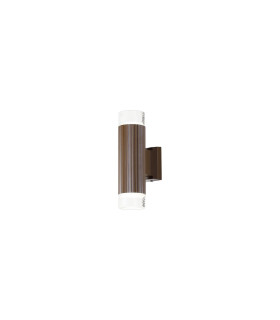 Springwater Ribbed Line Wall Lamp Short Diagonal Pattern Acrylic Shade 2 x GU10 IP54 Dark Brown/Clear/Frosted -1