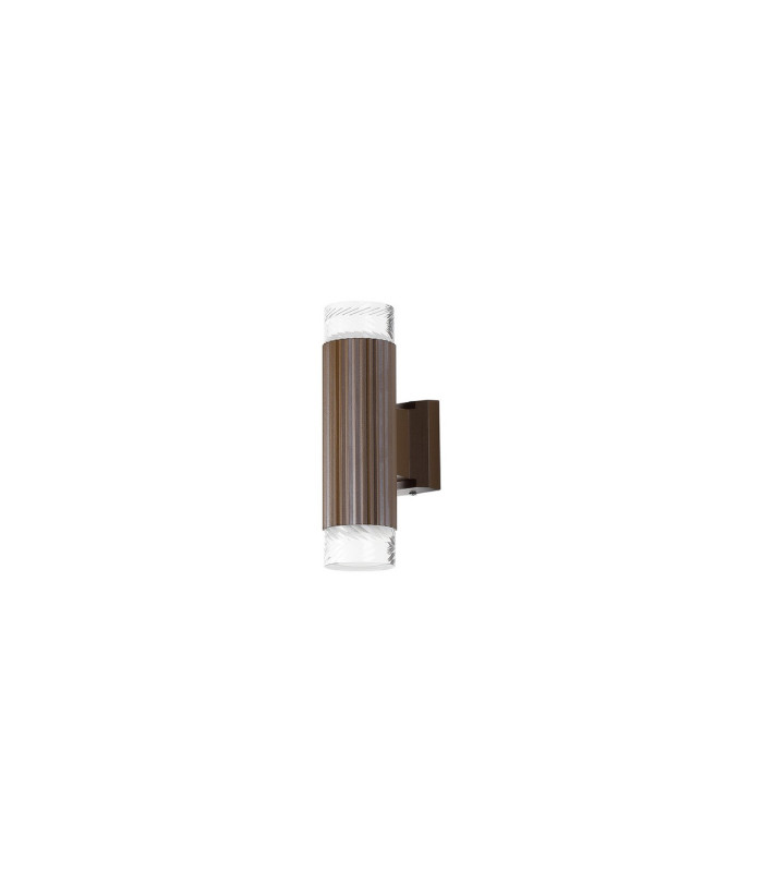 Springwater Ribbed Line Wall Lamp Short Diagonal Pattern Acrylic Shade 2 x GU10 IP54 Dark Brown/Clear/Frosted -4