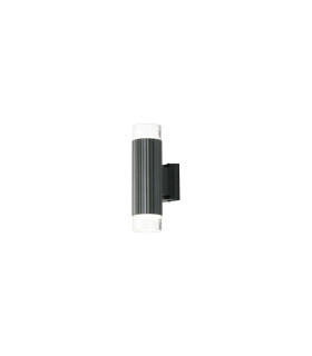 Springwater Ribbed Line Wall Lamp Short Diagonal Pattern Acrylic Shade 2 x GU10 IP54 Grey/Clear/Frosted -1