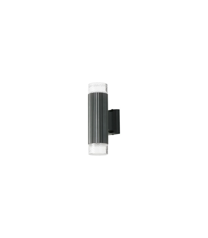 Springwater Ribbed Line Wall Lamp Short Diagonal Pattern Acrylic Shade 2 x GU10 IP54 Grey/Clear/Frosted -4