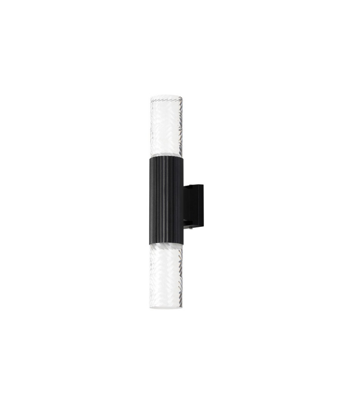 Springwater Ribbed Line Wall Lamp Tall Diagonal Pattern Acrylic Shade 2 x GU10 IP54 Black/Clear/Frosted -4