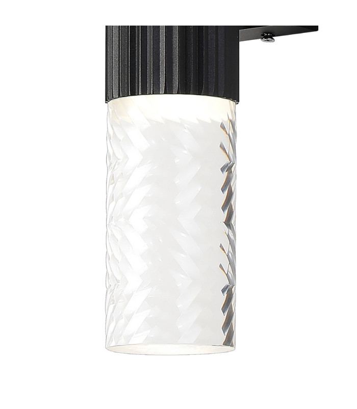 Springwater Ribbed Line Wall Lamp Tall Diagonal Pattern Acrylic Shade 2 x GU10 IP54 Black/Clear/Frosted -6