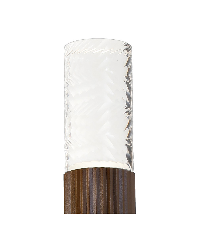 Springwater Ribbed Line Wall Lamp Tall Diagonal Pattern Acrylic Shade 2 x GU10 IP54 Dark Brown/Clear/Frosted -5