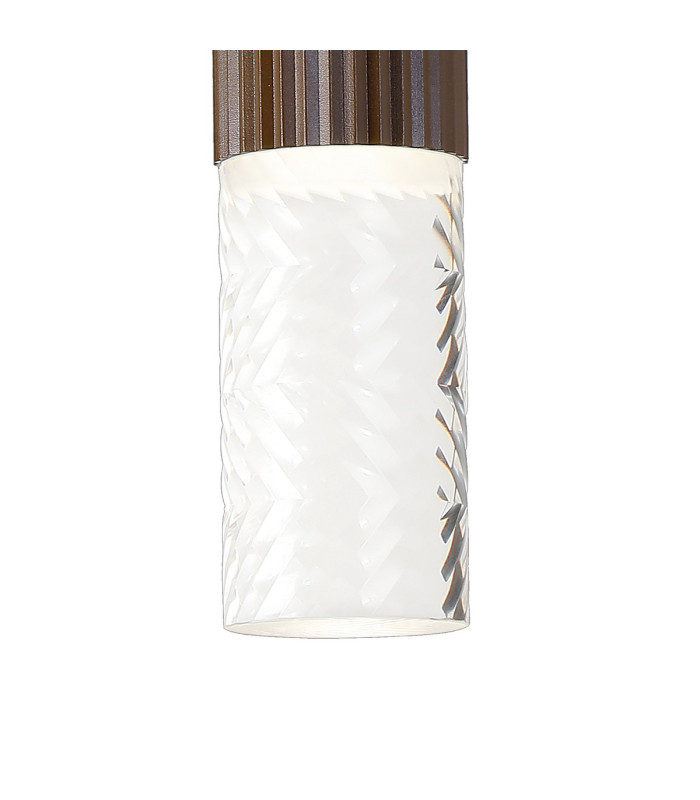 Springwater Ribbed Line Wall Lamp Tall Diagonal Pattern Acrylic Shade 2 x GU10 IP54 Dark Brown/Clear/Frosted -6