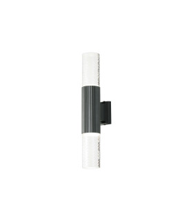 Springwater Ribbed Line Wall Lamp Tall Diagonal Pattern Acrylic Shade 2 x GU10 IP54 Grey/Clear/Frosted -1