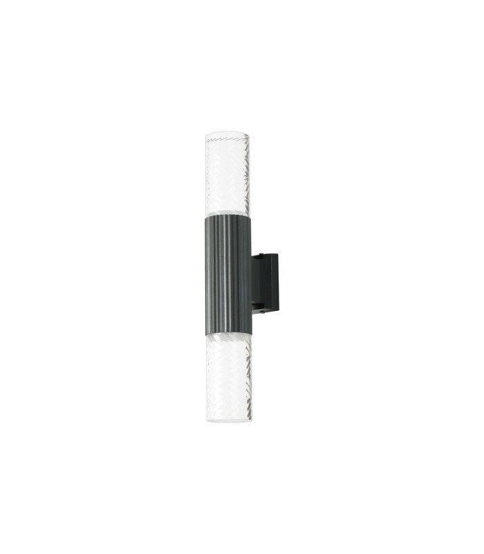 Springwater Ribbed Line Wall Lamp Tall Diagonal Pattern Acrylic Shade 2 x GU10 IP54 Grey/Clear/Frosted -4